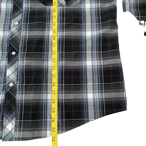 Coevals Club Men's Size XXL Gray Plaid Western Shirt Pearl Snaps Cowboy Rancher - Picture 4 of 5